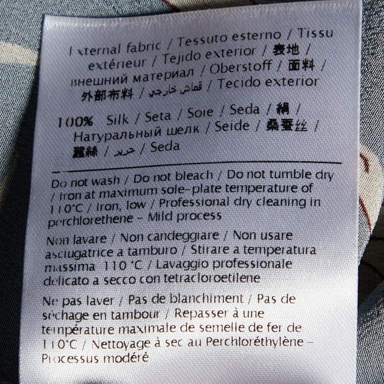 مملوكة مسبقًا Valentino Blue Bird Printed Silk Neck Tie Detail Top M