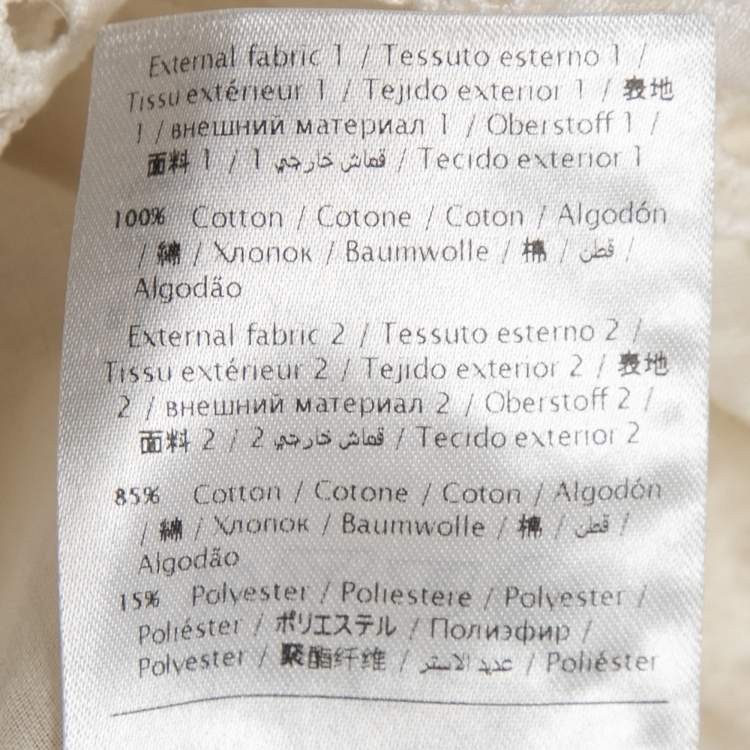 Pre Owned Valentino Cream Cotton & Lace Trim Top L