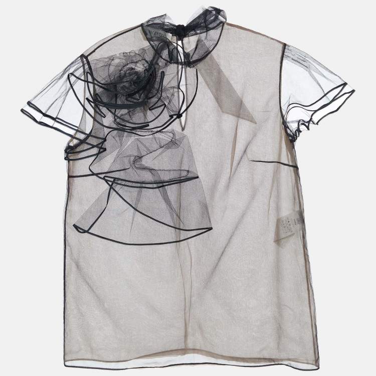 ヴァレンティノ Crepe tulle short sleeves tops ヴァレンティノ Crepe tulle short sleeves tops