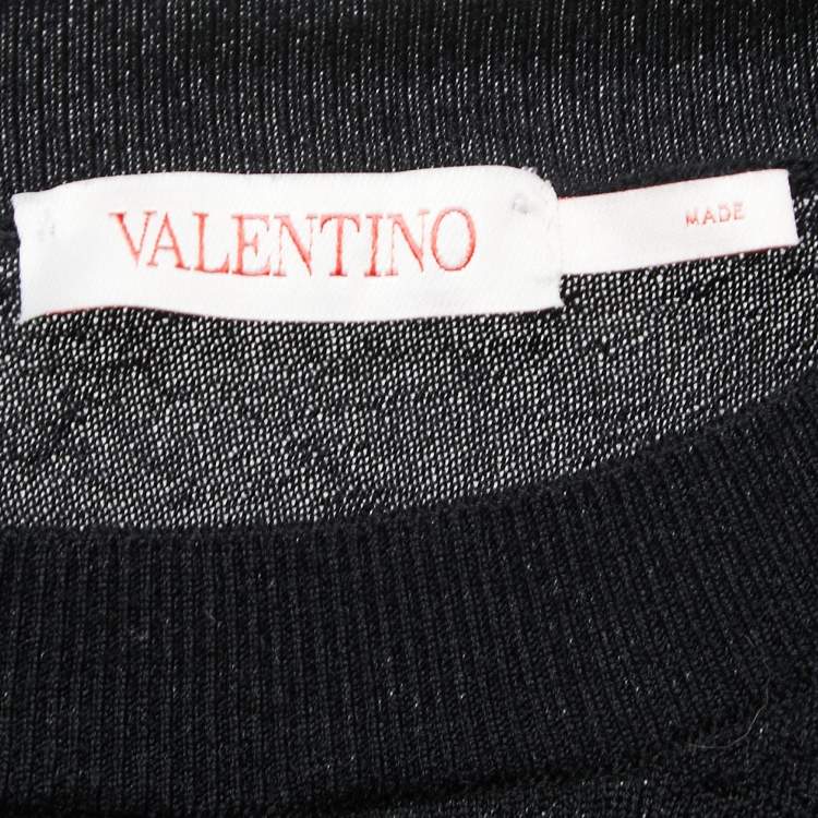 Pre Owned Valentino Black Wool Crew Neck Sweater M