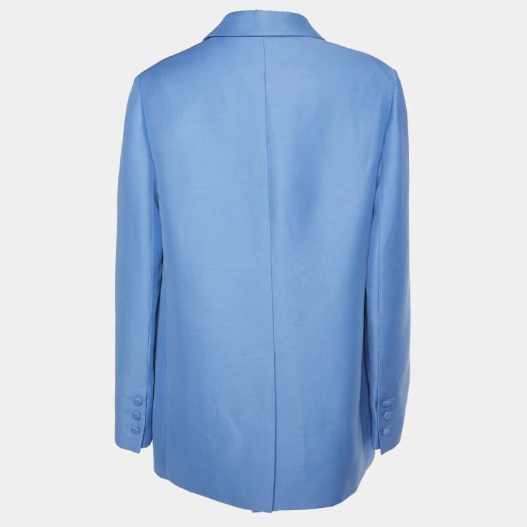 Pre Owned Valentino Blue Wool & Silk Double Breasted Blazer M