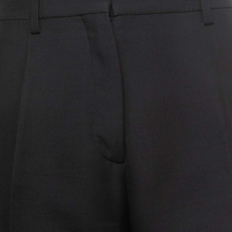 Pre Owned Valentino Black Wool Blend Straight Leg Trousers M