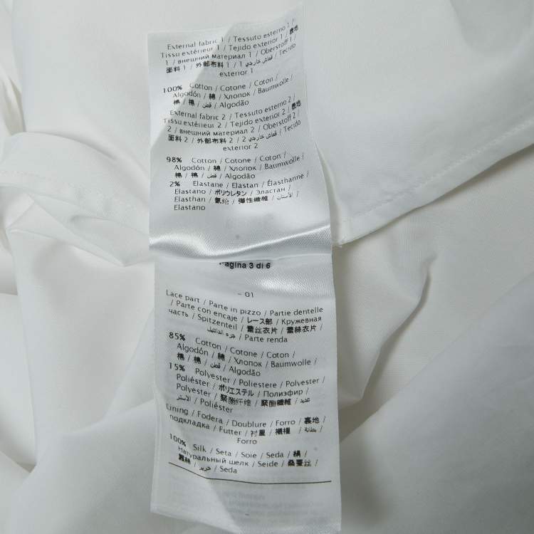 Pre Owned Valentino White Cotton & Lace Inset Tunic Top XL