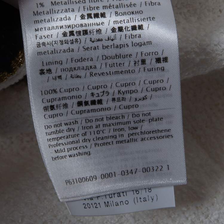 Pre Owned Valentino White/Blue Striped Patterned Tweed Shift Dress XL