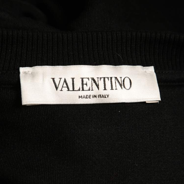 Pre Owned Valentino Black VLTN Print Cotton Crew Neck Sweatshirt XS