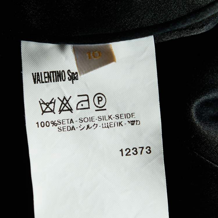 Pre Owned Valentino Multicolor printed Silk Satin Draped Gown L