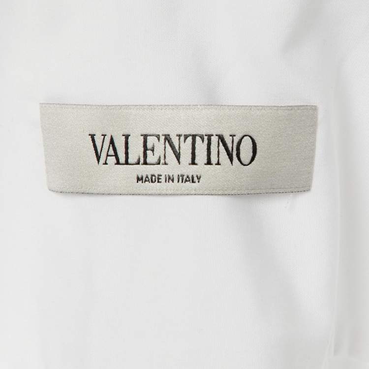 مملوكة مسبقًا Valentino White Floral Applique Cotton Shirt L