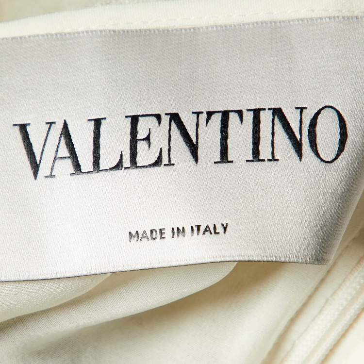 Pre Owned Valentino White Lace & Black Crepe Midi Dress L