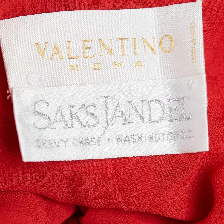 مملوكة مسبقًا Valentino Red Crepe V-Neck Detailed Sleeveless Maxi Dress M
