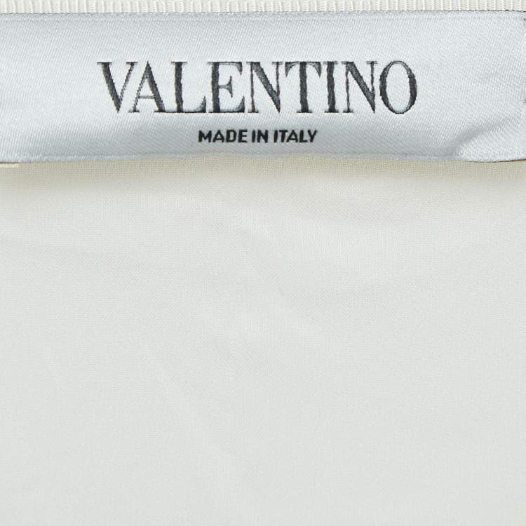 Pre Owned Valentino Cream Silk Midi Skirt M