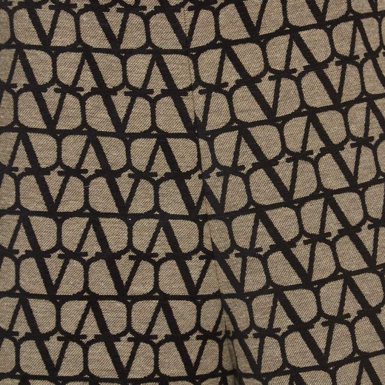 Pre Owned Valentino Brown/Black Iconographe Canvas Shorts M