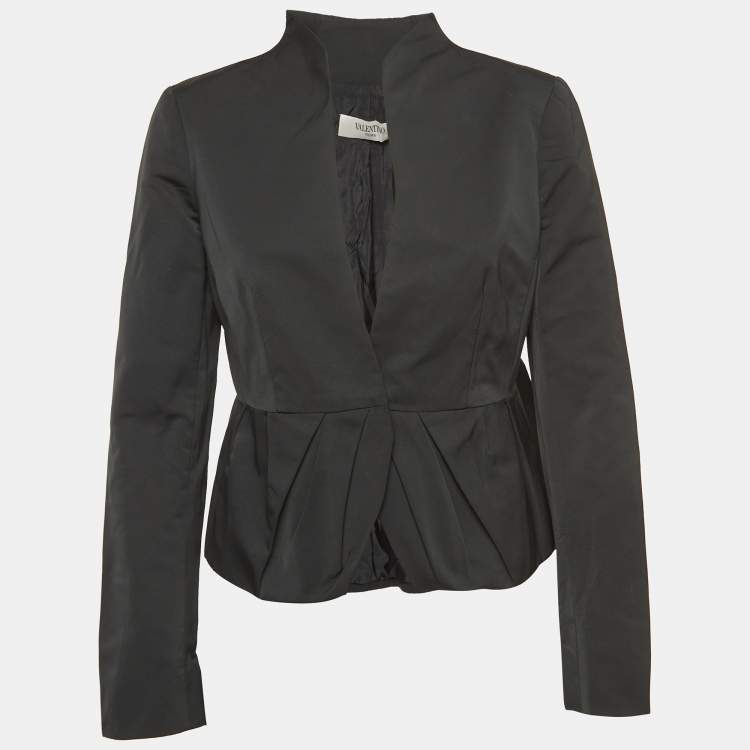 Pre Owned Valentino Vintage Black Synthetic Belted Jacket M
