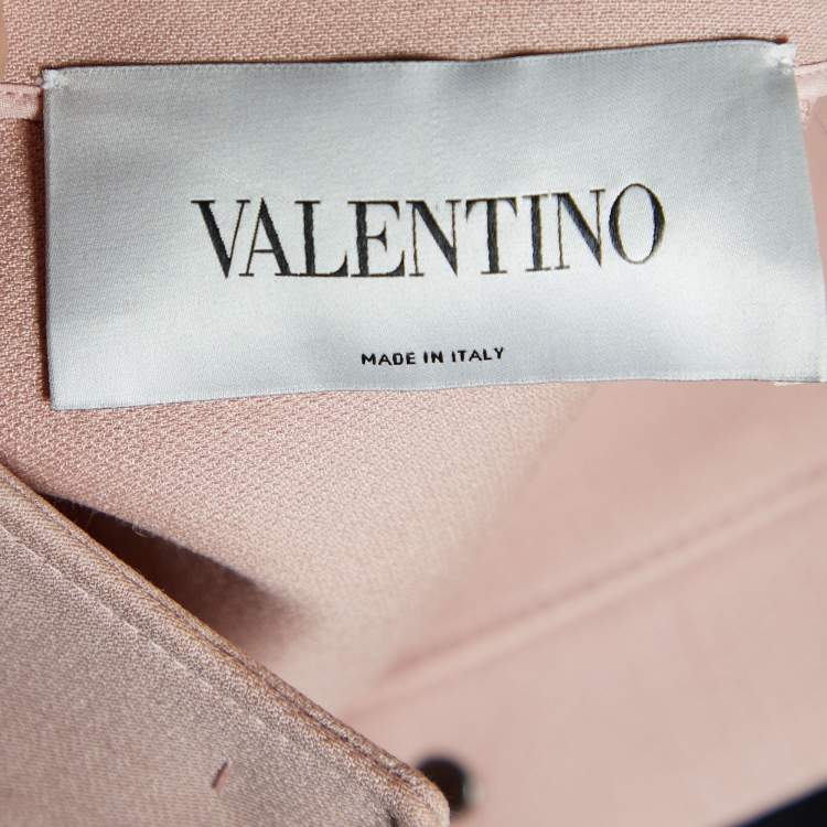 Pre Owned Valentino Pink Wool & Silk Ruffled Cape Coat S