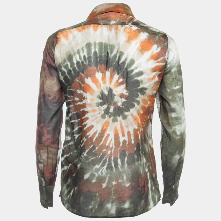 Pre Owned Valentino Multicolor Tie-Dye Print Cotton Buttoned Full Sleeve Shirt S