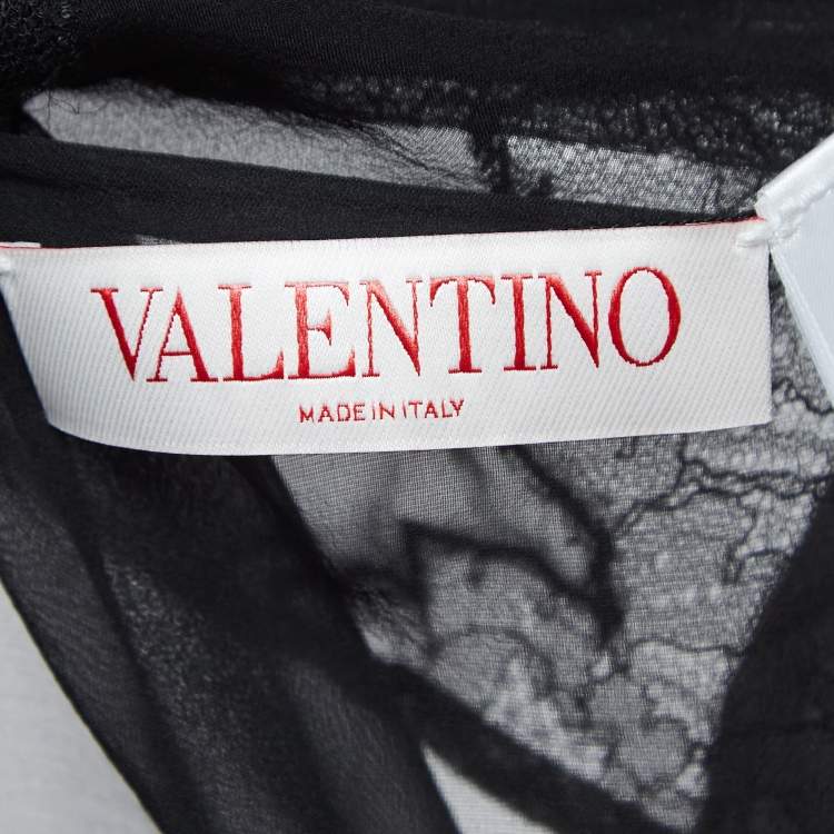 Pre Owned Valentino Black Silk & Lace Blouse S