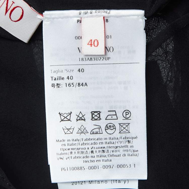 Pre Owned Valentino Black Silk & Lace Blouse S