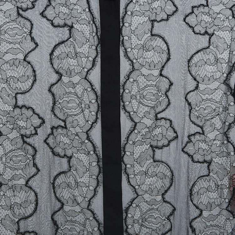 Pre Owned Valentino Black Silk & Lace Blouse S