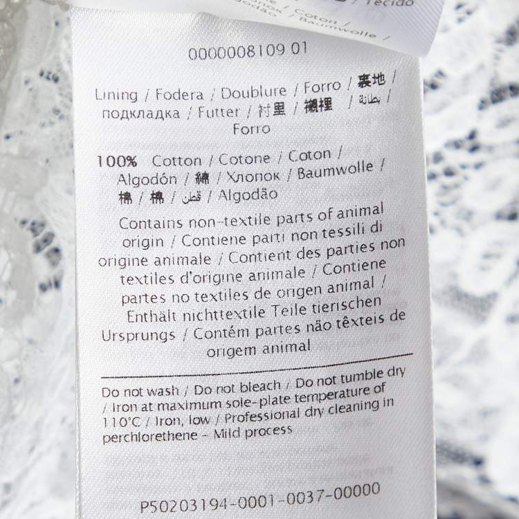 Pre Owned Valentino White Lace Sheer Long Sleeve Blouse M