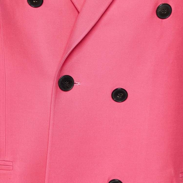 Pre Owned Valentino Pink Silk & Wool Double Breasted Blazer L