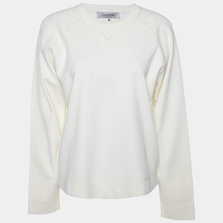 Pre Owned Valentino Ivory Knit Crew Neck Sweatshirt L