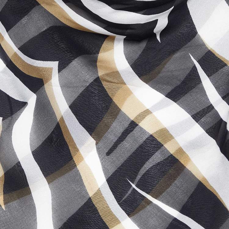 Pre Owned Valentino White/Black Printed Silk Cross Strap Camisole Top M