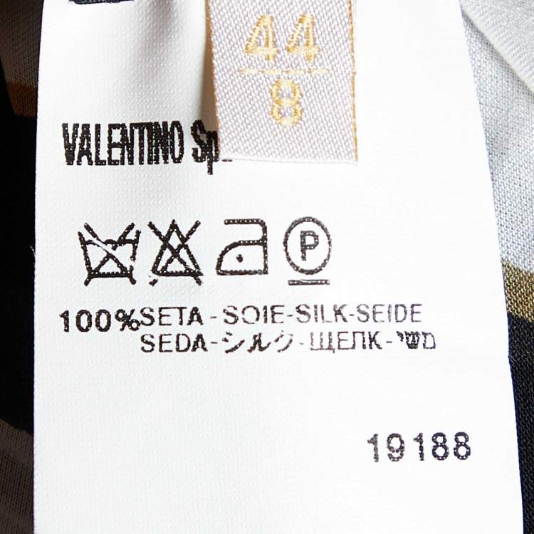 Pre Owned Valentino White/Black Printed Silk Cross Strap Camisole Top M
