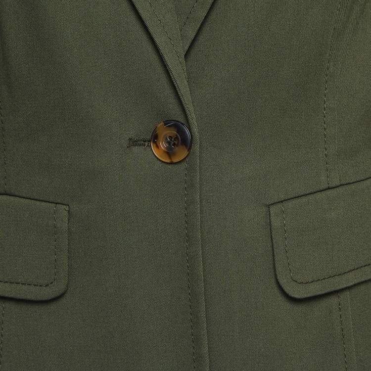 Pre Owned Valentino Vintage Green Cotton Single Breasted Blazer L