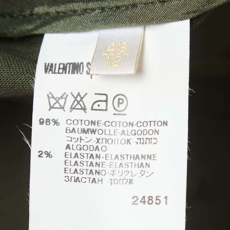 Pre Owned Valentino Vintage Green Cotton Single Breasted Blazer L