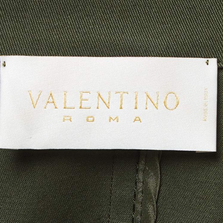 Pre Owned Valentino Vintage Green Cotton Single Breasted Blazer L