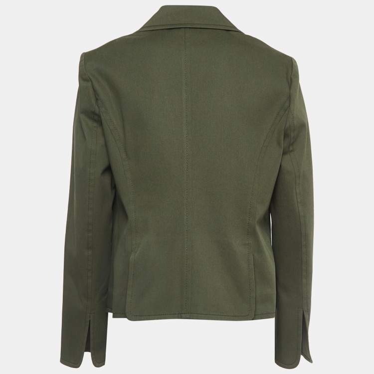 Pre Owned Valentino Vintage Green Cotton Single Breasted Blazer L