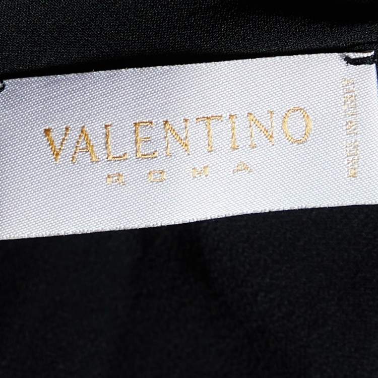 Pre Owned Valentino Black Silk Floral Embellished Camisole Top M