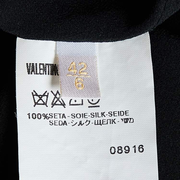 Pre Owned Valentino Black Silk Floral Embellished Camisole Top M