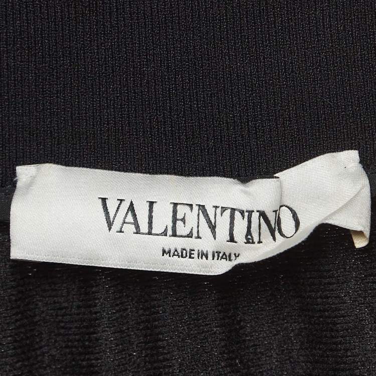 Pre Owned Valentino Black Jersey High Neck Plisse Midi Dress M