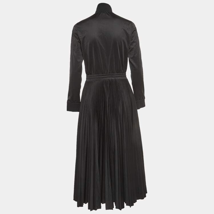Pre Owned Valentino Black Jersey High Neck Plisse Midi Dress M