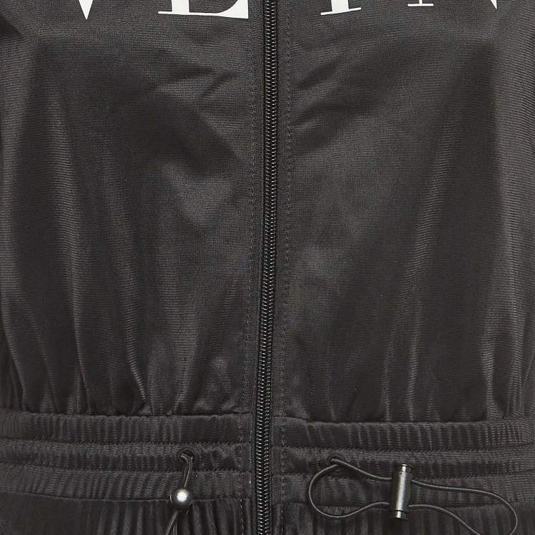 Pre Owned Valentino Black Jersey High Neck Plisse Midi Dress M