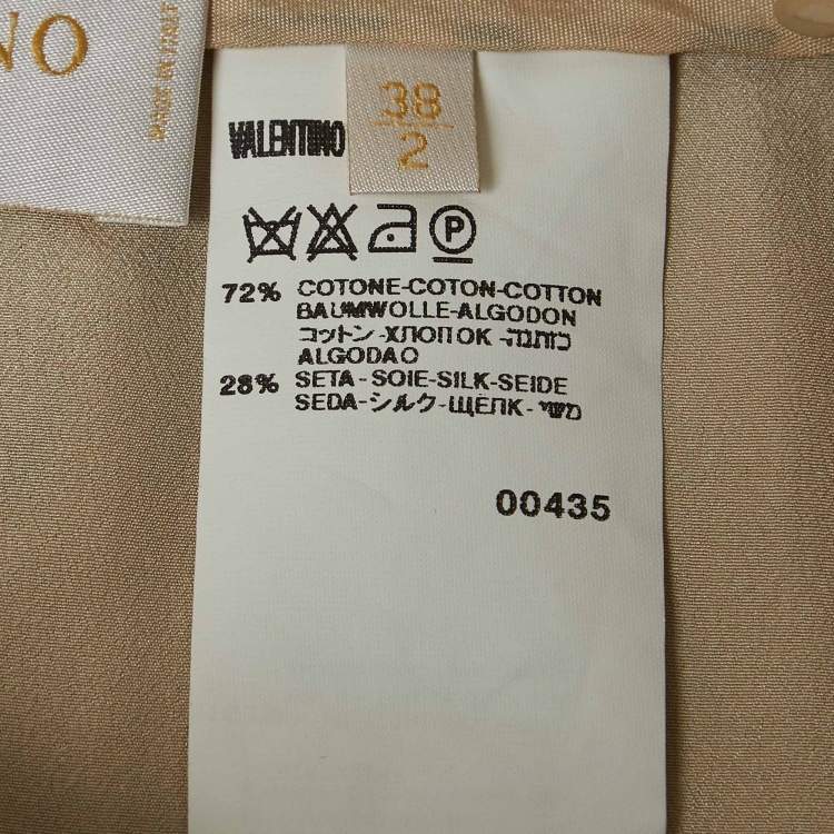 Pre Owned Valentino Vintage Beige Print Cotton and Silk Pleated Mini Skirt S