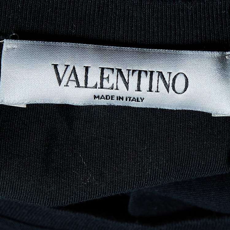 مملوكة مسبقًا Valentino Black VLTN Print Cotton Crew Neck T-Shirt M