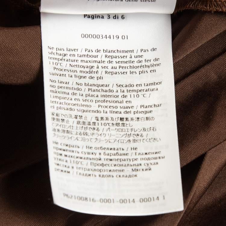 Pre Owned Valentino Brown Cotton Blend Micro Faille Plisse Dress S