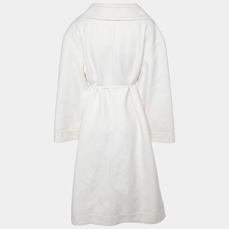 Pre Owned Valentino Cream Wool Belted Double Breasted Coat M
