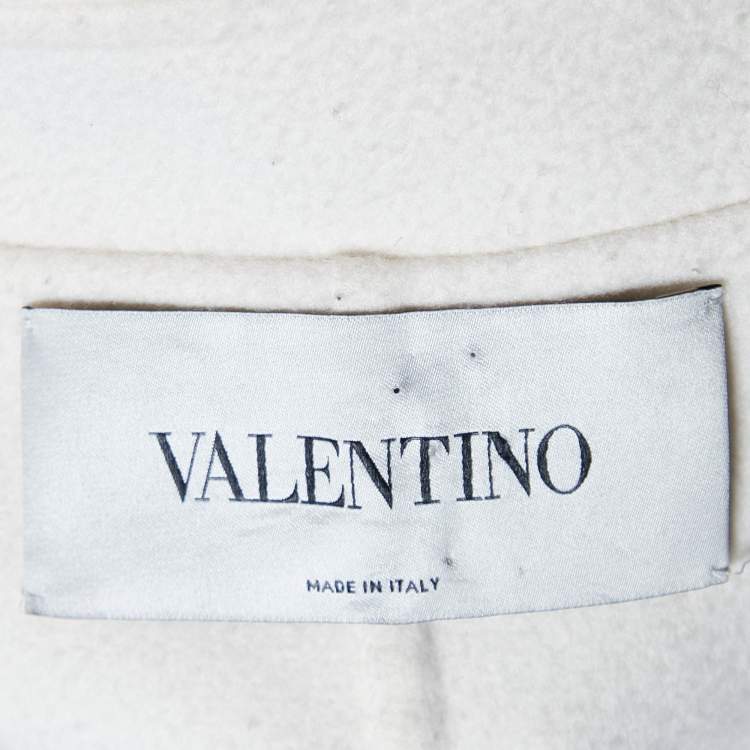 Pre Owned Valentino Cream Wool Belted Double Breasted Coat M