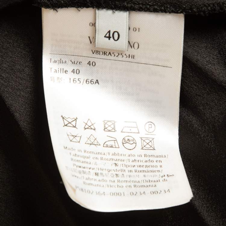 Pre Owned Valentino Black Pleated Crepe Midi Skirt S