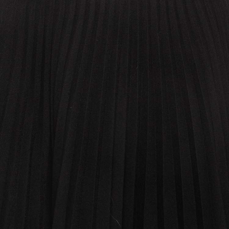 Pre Owned Valentino Black Pleated Crepe Midi Skirt S