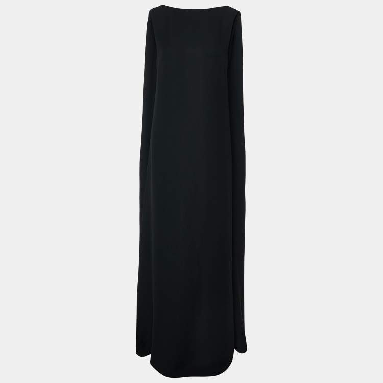 Pre Owned Valentino Black Silk Crepe Sleeveless Maxi Dress M