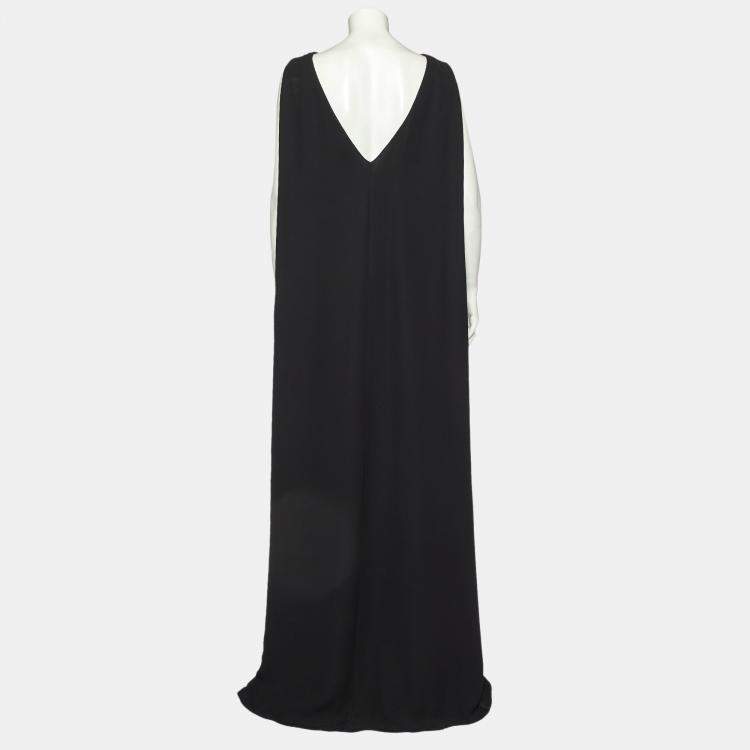 Pre Owned Valentino Black Silk Crepe Sleeveless Maxi Dress M