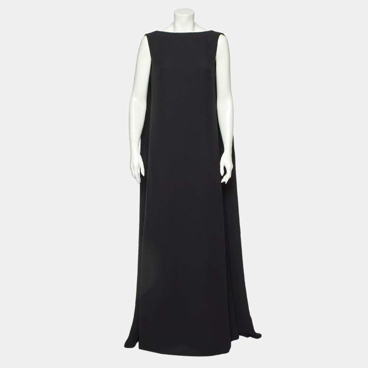 Pre Owned Valentino Black Silk Crepe Sleeveless Maxi Dress M