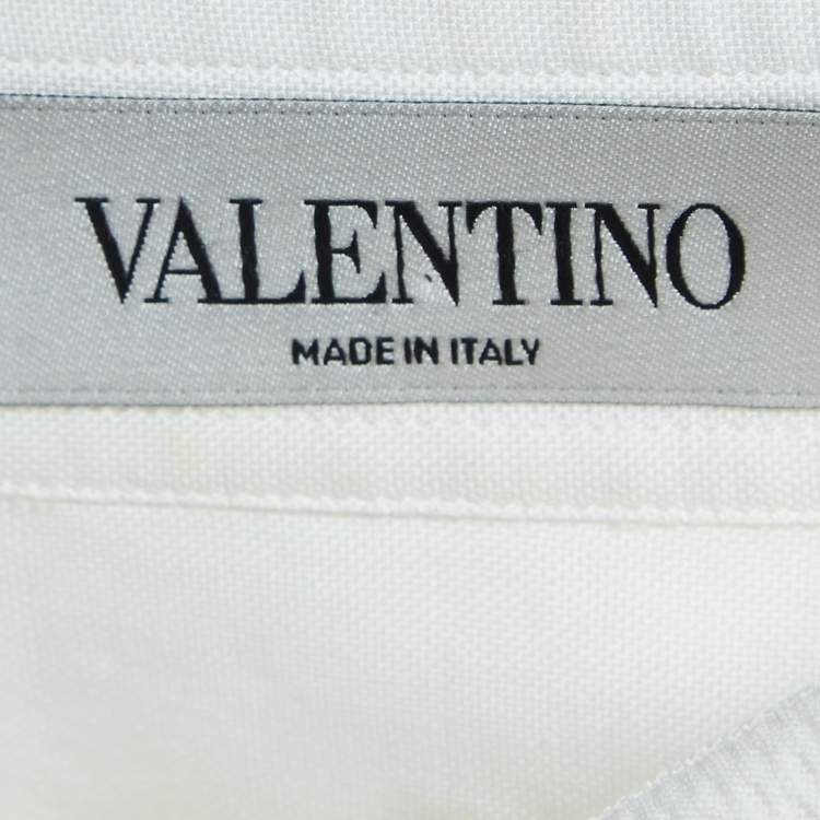 Pre Owned Valentino Off-White Cotton and Silk Long Sleeve Semi Sheer Shirt S