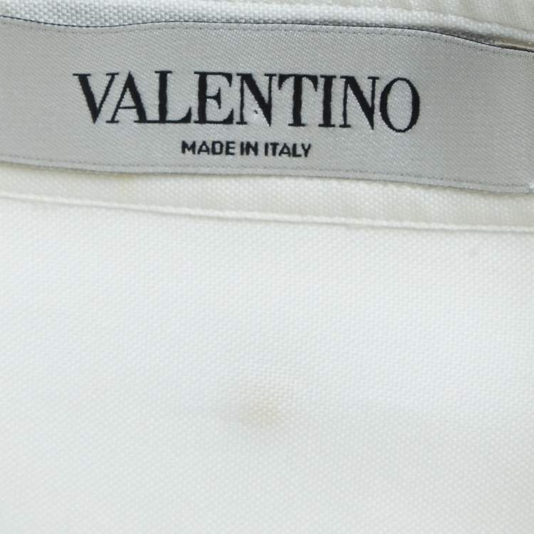 Pre Owned Valentino Off-White Cotton and Silk Long Sleeve Semi Sheer Shirt S