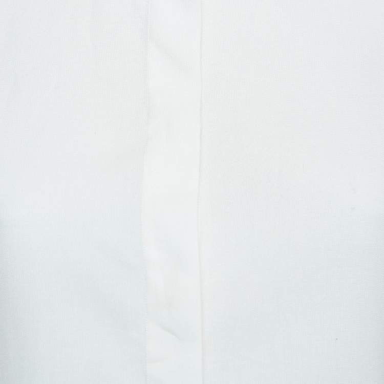 Pre Owned Valentino Off-White Cotton and Silk Long Sleeve Semi Sheer Shirt S