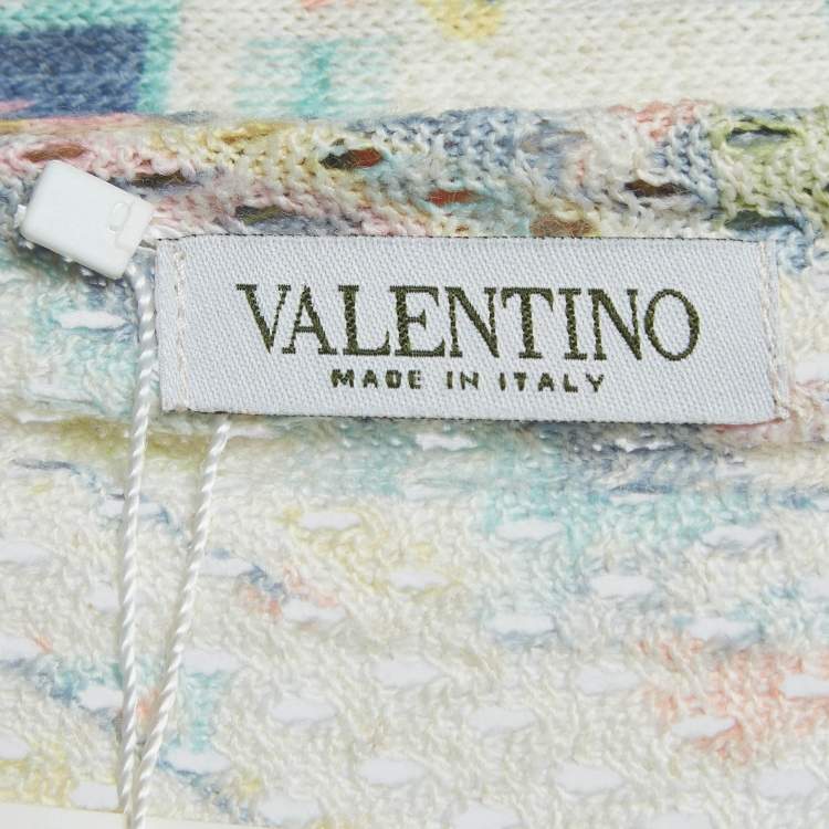 Pre Owned Valentino Multicolor Eyelet Crochet Tassel Detail Front Open Long Cardigan One Size 