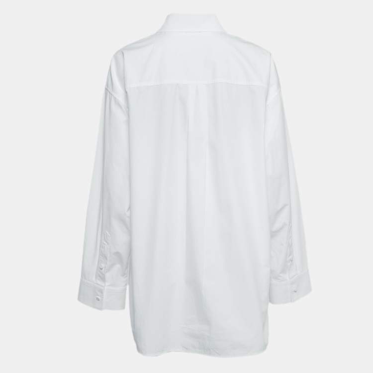 Pre Owned Valentino White Cotton Long Sleeve Oversized Shirt M